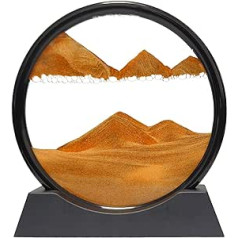 YWQQ pārvietojams smilšu mākslas attēls, 3D dziļjūras smilšu attēli, kas paredzēti rotēšanai kustībā, dinamisks smilšu attēls, kustīgs smilšu mākslas attēls, spainis un biroja darbvirsmas dekorācijas (dzeltens, 12 collas)