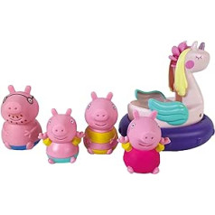 TOMY Toomies Papa Pig, Mama Pig, Peppa & George vannas smidzinātājs un Peppa's Unicorn, bērnu vannas rotaļlieta, jautrs vannas piederums un ūdens funkcija bērniem, piemērota mazuļiem no 18 mēn.