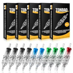 Cartridges Needles - TONBAO Pack of 100 Mixed Cartridge Needles 3RL 5RL 7RL 9RL 5RS 7RS 5M1 7M1 9M1 9RM Round Liner Shader Magnum for Machine Pen