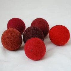 100% Wool Felt Balls 4cm 6 Assorted Red Felt Balls