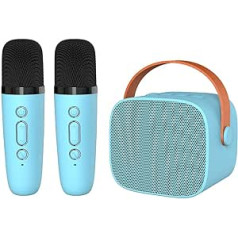 Meltrck karaoke aparatas su 2 belaidžiais mikrofonais, nešiojamasis garsiakalbis, intelektualus suderinamas su LED šviesa, tinkamas vakarėliams ir kelionėms vaikams ir suaugusiems, mėlynas