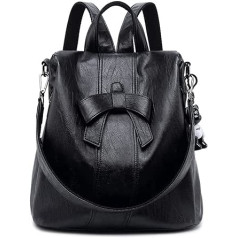 Mokyklinis krepšys, 12,9 x 6,3 x 11,5 colio, madinga moteriška didelės talpos kuprinė, PU oda, lankas, kuprinė, retro stiliaus, moteriška kuprinė
