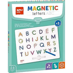 APLI Kids 19263 Magnetinė mokymo lenta ABC raidės, išmokite rašyti abėcėlę, yra magnetinis rašiklis