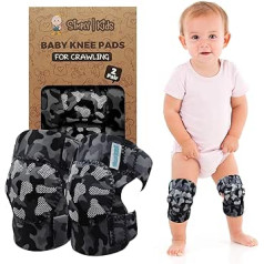 Simply Kids Knee Pads Baby Crawling (2 Pairs) I Crawling Tights, Crawling Aid for Babies Girls Boys Child (2nd Gen) Snow Camo, (2nd Gen) Snow Camo