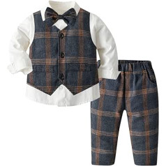 Fashion Little Child Clothing for Toddler Boys Long Sleeve T Shirt Tops Plaid Vest Coat Pants Child Kids Gentleman Outfits