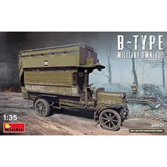 Mini Art 39001 1:35 WWI Miltär Omnibus B-type - uzticama kopija, modeļu ēka, plastmasas komplekts, amatniecība, hobijs, līmēšana, modeļu komplekts, montāža, nekrāsots