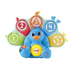 Fisher-Price BlinkiLinkis Skaitļi un krāsas Pāvs Vācu versija Elektroniska izglītojoša rotaļlieta ar gaismu un mūziku zīdaiņiem un maziem bērniem no 9 mēnešu vecuma HNN81