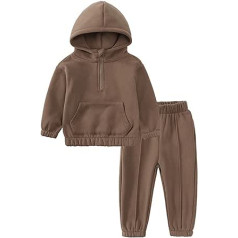 Fall Kids Clothes Set Kids Outfit Soft Warm Crewneck Long Sleeve Hooded With Pockets Solid Color Sports Sweatshirt Set For Boys Girls