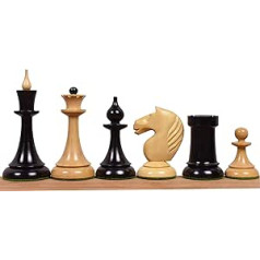 RoyalChessMall -1950s Soviet Latvian Reproduced Chess Pieces Only Set-Ebonised Boxwood - 4