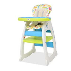 Festnight 3 viename kabrioletinė aukšta kėdutė kūdikių aukšta kėdutė su valgomojo lenta Vaikiška aukšta kėdutė kūdikiams ir mažiems vaikams – mėlyna ir žalia