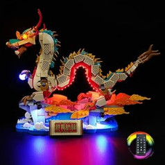 cooldac LED apgaismojuma komplekts Lego 80112 Auspicious Dragon (tikai apgaismojums, bez Lego), tālvadības pults Creative Decorative Lights Set Saderīgs ar Lego 80112 auspicious Dragon Building Block modeli