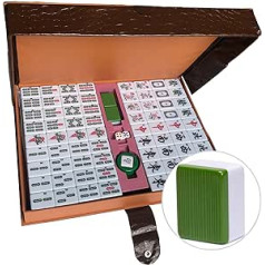 LANYOTA Mahjong Set Large Ivory Colour Bricks with Arabic Numerals Tiles Chinese Mahjong Playset 146 Tiles Majiang (Green)