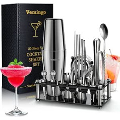 Vemingo Boston Shaker kokteiļu komplekts | Kokteiļu šeikeris Gift Stainless Steel | 8-daļīgs kokteiļu bāra komplekts Kokteiļu komplekts liels 750 ml 600 ml Recepšu grāmata | Kokteiļu šeikeris kokteiļu mikserim Bārmeņa piederumi