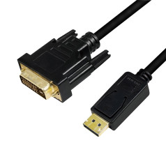 Displayport 1.2 uz dvi 24+1 kabelis, 1m, melns