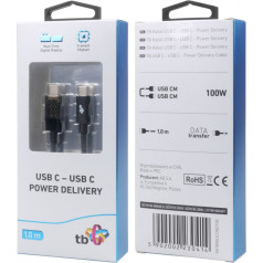 USB C — USB C kabelis 1 m ar LED uzlādes jaudas indikatoru (100 W)