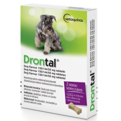 Drontal dog flavor 150/144/50 mg - antiparazitinis preparatas šunims - 2 tabletės