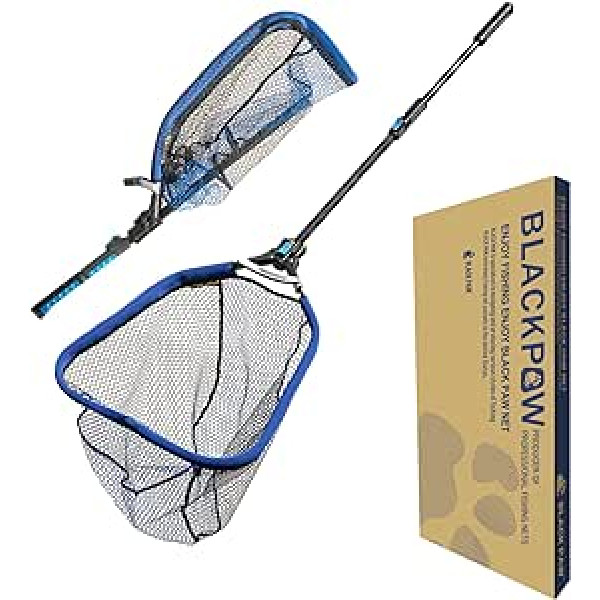 Black Paw Easy Folding Square Sliding Net Rubberized 3D Mesh Bag Super Strong Folding Telescopic Pole Handle