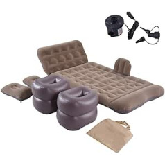 Car Air Mattress, Inflatable Car Back Seat Mattress, Electric Air Car Inflatable Bed for Camping, Travel, Home, Car, Travel Cot with 2 Cushions (Brown)