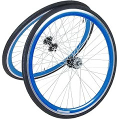 Galano Fixie riteņu pāra 700c viena ātruma fiksētie zobratu riteņi ar lāpstiņu (zils/zils)