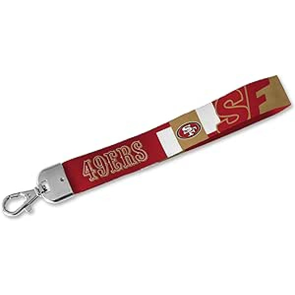 Rico Industries NFL futbols Sanfrancisko 49ers plaukstas štrope jauks plaukstas siksniņas atslēgu piekariņu turētājs sievietēm vīriešiem automašīnu atslēgas identifikācijas kartes seifs