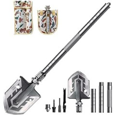 Gold Armour Military Folding Shovel Carbon Steel Triple Handle Shovel with Cover (Silver Multifunctional Shovel)