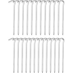 QWORK 25 x Tent Pegs, 18 cm, Robust Aluminium Pegs, Ground Anchors for Normal Ground