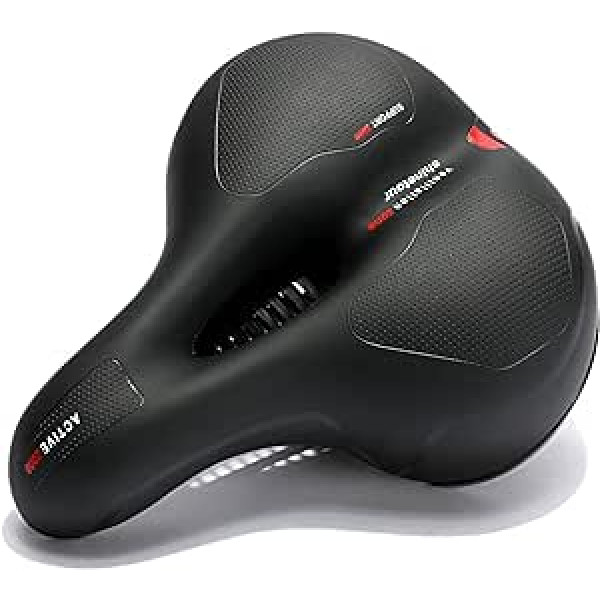 Pilsētas velosipēdu sēdekļi, ērti velosipēda sēdekļi, mīksti Memory Foam velosipēda sēdekļi, ūdensizturīgi velosipēda sēdekļi, ar sarkanām brīdinājuma svītrām