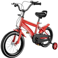 14 Inch Children's Bicycle with Stabilisers, Outdoor Sporty Children's Bikes, Height Adjustable, Children's Bicycle for 3-6 Years, Boys/Girls, Lightweight Frame, Comfortable Ride