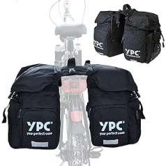 YPC Outrider velosipēdu soma Pannier Rack XL 42 litru bagāžas nodalījuma soma, aizmugurējā velosipēda soma ar rokturi, ūdensnecaurlaidīga āra velosipēda soma, ceļojumu soma, aizdare, melna, 50 x 35 x 35 cm