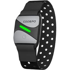 COOSPO HW807 Herzfrequenzmesser Armband Armgurt Bluetooth5.0 ANT+, HRV Herzfrequenz-Trainingsbereich IP67 Wasserdichter, Wiederaufladbar Kompatibel mit Rouvy, Heartool APP, Wahoo, Pulsoid