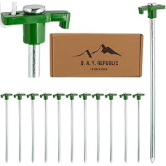 Large Heavy Duty Storm Resistant Tent Stakes Galvanised Steel Rustproof These Pegs are Ideal for a Hard and Rocky Ground Perfect for Camping, Tents, Gazebos and Gardening (12 Stone Stakes)