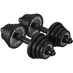 ZXQZ Fitness hanteles, regulējamas hanteles, kas izgatavotas no augstākās kvalitātes čuguna ar aizsargpārsegiem, 10/15/20/30 kg, melna maza hantele