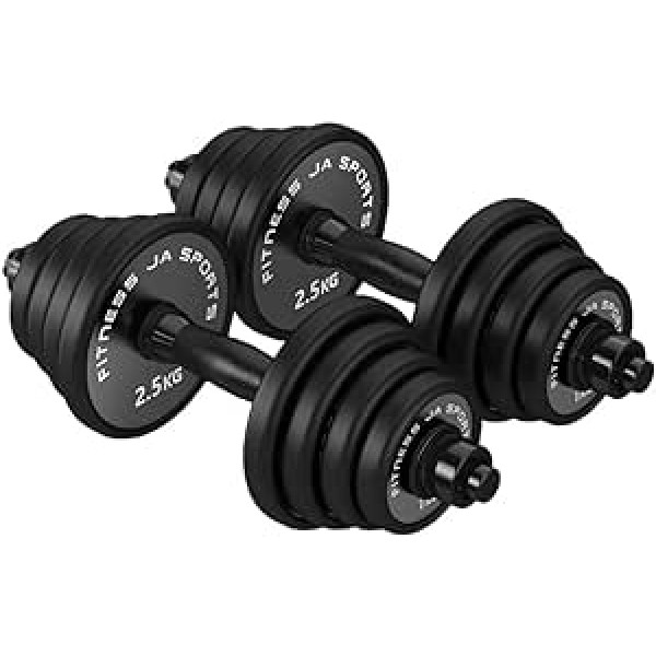 ZXQZ Fitness hanteles, regulējamas hanteles, kas izgatavotas no augstākās kvalitātes čuguna ar aizsargpārsegiem, 10/15/20/30 kg, melna maza hantele