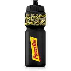 PowerBar 750 ml melna ūdens pudele riteņbraukšanai un fitnesam + bez BPA