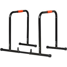 HOMCOM Dip Bar Fitness Parallettes Push Up Dip Station Regulējama Fitness Daudzfunkcionāls Tērauds Melns 94/102 x 62 x 73 cm