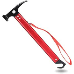 Lazmin112 Camping Hammer, Outdoor Camping Hammer Zelt Peg Stake Puller Tragbarer Griff aus Aluminiumlegierung für Outdoor Gartenarbeit Camping Wandern(red)