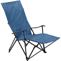 Grand Canyon EL Tovar Lounger - Camping Chair, Folding Chair with Armrest, High Back & Footrest - up to 100 kg - Aluminium - Dark Blue (Blue)