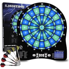 Turnart Electronic Dartboard 2023 Dartboard Elektroniskais šautriņu dēlis E-Dartboard ar LED apgaismotiem cipariem, Dartboard Electronic Professional 6 Darts Soft