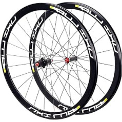 MZPWJD šosejas velosipēda riteņpāris 700c sacīkšu velosipēds alumīnija dubultsienu loks 40 mm 8-11 ātrums 7 slīdgultņi oglekļa šķiedras kasešu rumbas ātrās atbrīvošanas disku bremzes 1865g