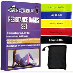 5 Piece Resistance Bands Set 10-50 lbs with Body Measuring Tape, Storage Bag and Access to Online Calorie Calculator | Resistance Band for Women, Exercise Bands, Resistance for Women