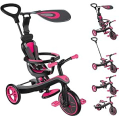 Globber — Explorer Trike 4 in-1 — trīsritenis un līdzsvara velosipēds maziem bērniem no 10 m + līdz 5 gadiem — rozā