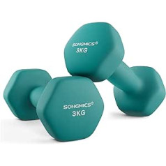 SONGMICS Dumbbells Set of 2 Dumbbells Hexagon Neoprene Coated Strength Training Workout Fitness Training Home