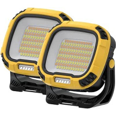 2 x LED Battery Spotlight, Portable Camping Lamp, 40 W, 2230 Lumens, Super Bright Rechargeable Searchlight, Dimmable Emergency Light with 6 Light Modes and 4 Brightness Levels for Power Outages,