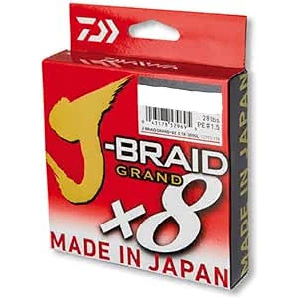 Daiwa J-Braid Grand 8-Braid 135 Metres Light Grey Braided Fishing Line