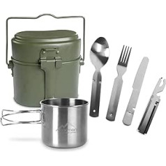 normani German Army Dinnerware Set BundesBesteckck + BW Aluminium Cookware + Stainless Steel Cup