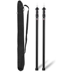 Umisu 2 Pack Tent Stands Tarpaulin Posts Aluminium Pole Telescopic 2.3m Awning Awning for Camping Holiday Accessories for Tent Black