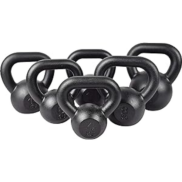 Kettlebell Kaklelis pagamintas iš ketaus, skirtas jėgos treniruotėms ir kryžminėms treniruotėms KAWMET 4kg, 6kg, 8kg, 10kg, 12kg, 16kg, 20kg, 24kg, 28kg svoriai juodo ketaus