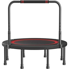 Mini Trampoline Fitness 40 Inch / 48 Inch, Exercise Trampoline for Children and Adults, Rebounder Trampoline Indoor/Outdoor Rebounder Trampoline with Handle from 5 Levels, Height Adjustable, Black, 40