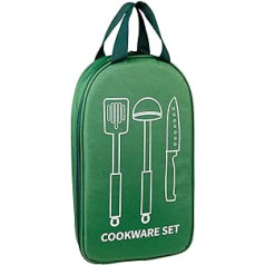 Outdoor Camping Utensil Organizer Portable Cutlery Storage Bag Tableware Kitchen Cooking Bag Travel BBQ Storage Bag for Camping, Green