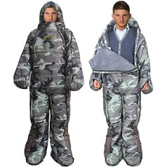 72 colių nešiojamas žmogaus miegmaišis su užtrauktuku ir kojos anga, vieno dydžio, itin lengvas gobtuvas, dygsniuotas šiltas terminis paltas suaugusiems, žiemai arba lauke, 4